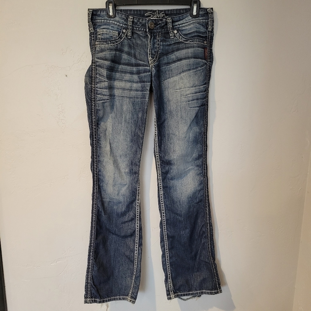 Silver Jeans Women's 28 28/33 Dark Wash Twisted Bootcut Denim
